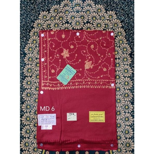 SORBAN Kashmiri Sulam dan printing motif original KUNING KUNYIT-Kode I