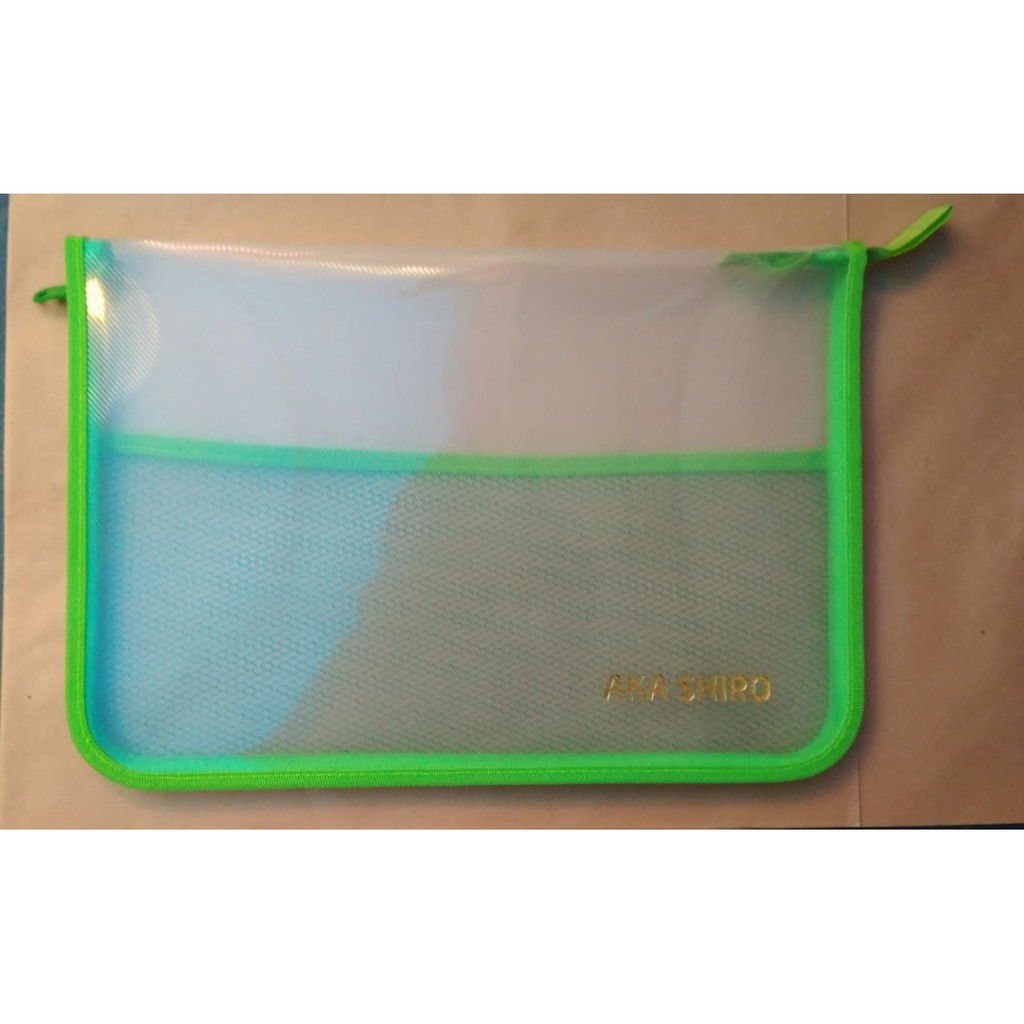 Zipper Bag Jaring-Tas Sovenir-Tas Seminar-Tas Plastik Risleting Jaring-Tas Mika Tebal Folio Hijau