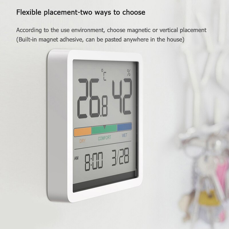 MIIIW Thermo Hygrometer Sensor Clock Temperature And Humidity Time Date 3.34inch Huge LCD Display Home Indoor Baby Room Monitor