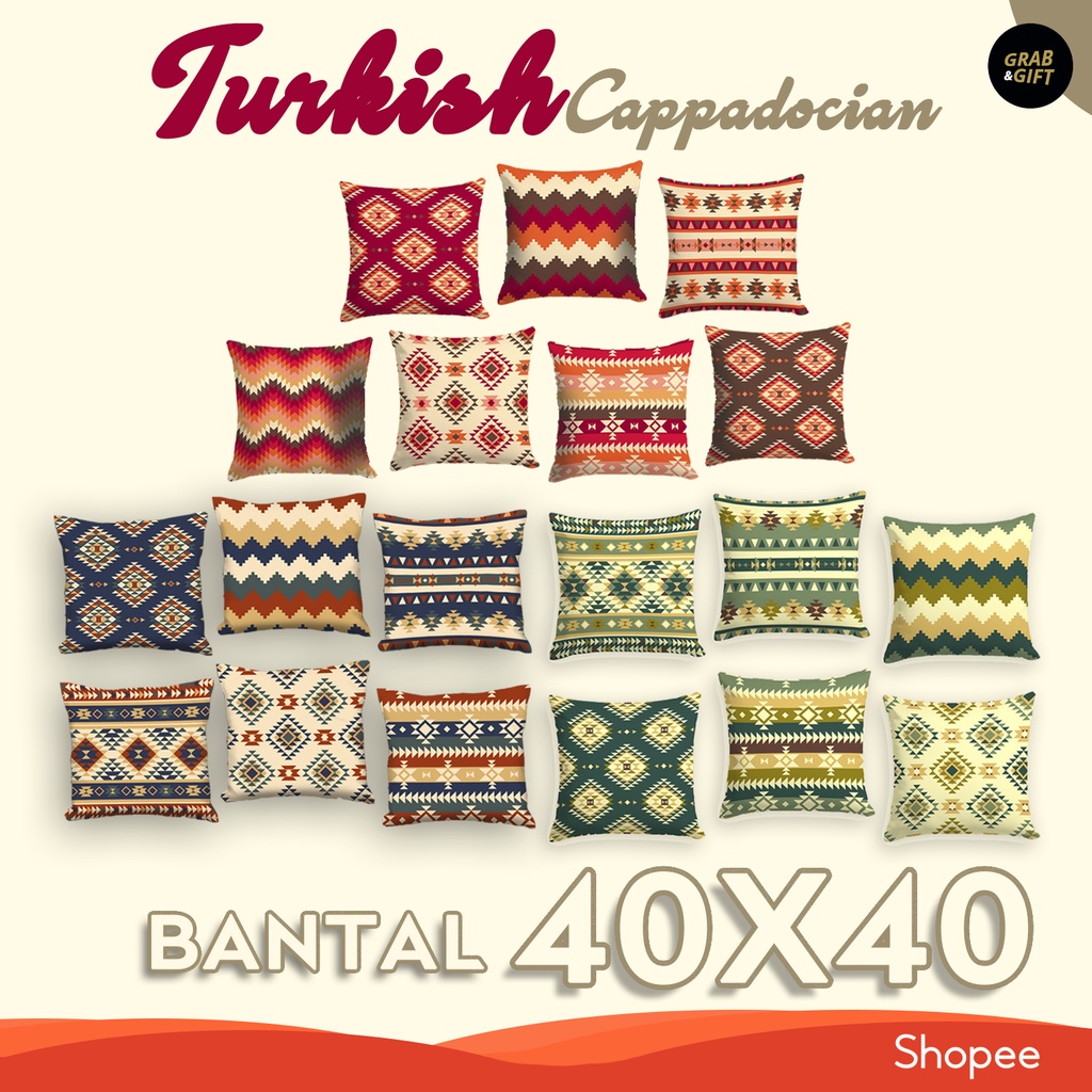 Bantal Sofa Motif Turkish Kalpadokia 40 x 40 cm Cappadocian Arabic Rug Timur Tengah