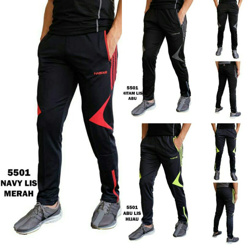 CELANA TRENING PANJANG HITAM 5501 - CLANA COWOK LARI FITNESS - BAWAHAN OLAHRAGA PRIA - BERSEPEDA - C