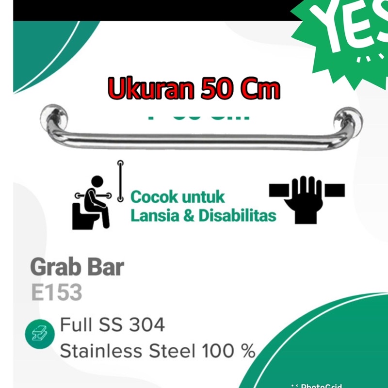 grab bar 50 cm GRAB BAR UKURAN 50 CM tarikan bathub Handel bathub 50cm tarikan pegangan lansia toile