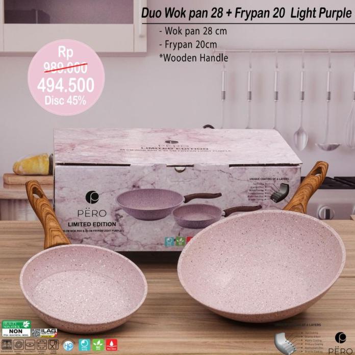 PERO DUO WOK 28 + FRYPAN 20CM - LIGHT PURPLE