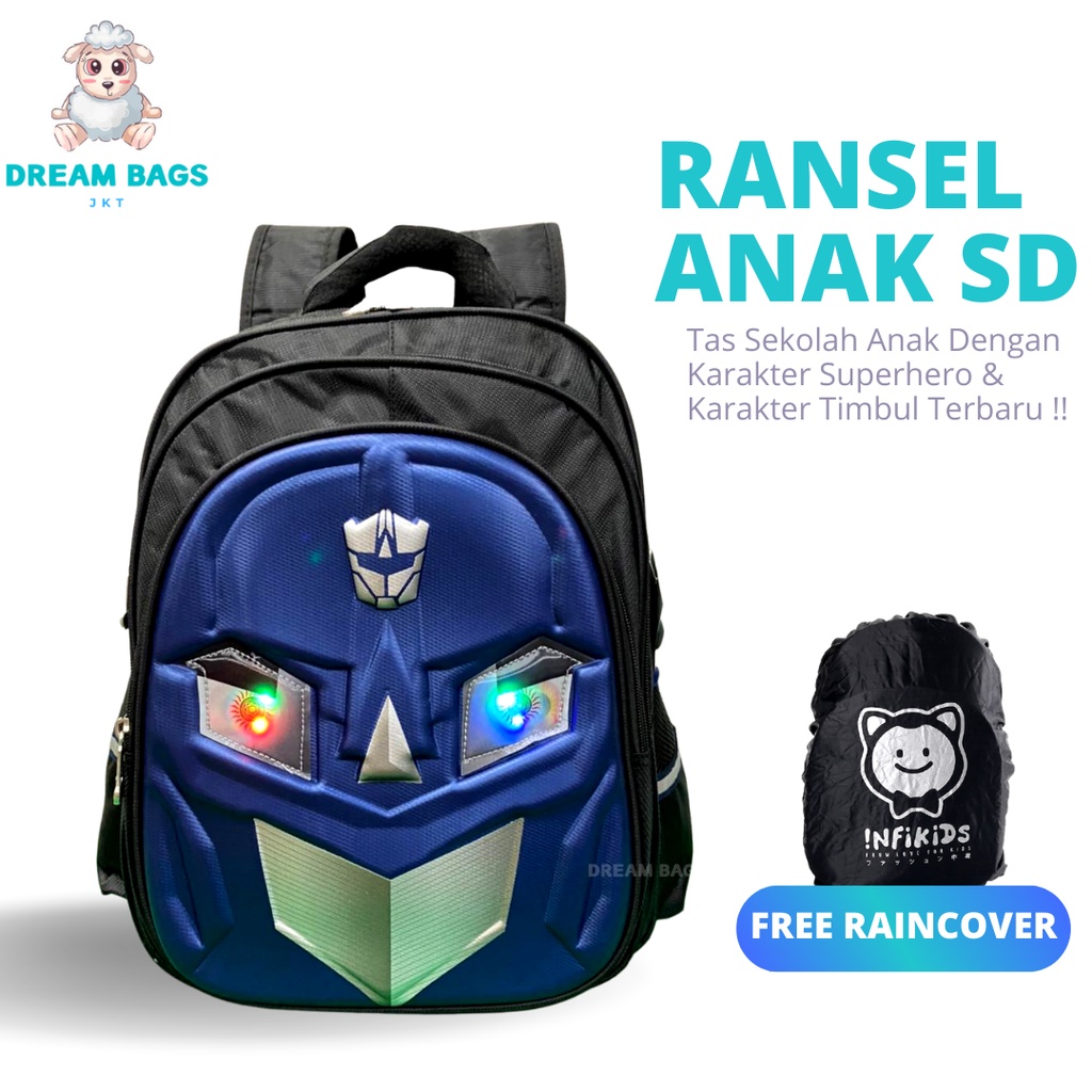 Tas Sekolah Mata Robot DB 8807 Size SD Tas Anak Import - Tas Sekolah Anak Laki Laki - Tas Sekolah anak Laki Sd - tas anak laki sd