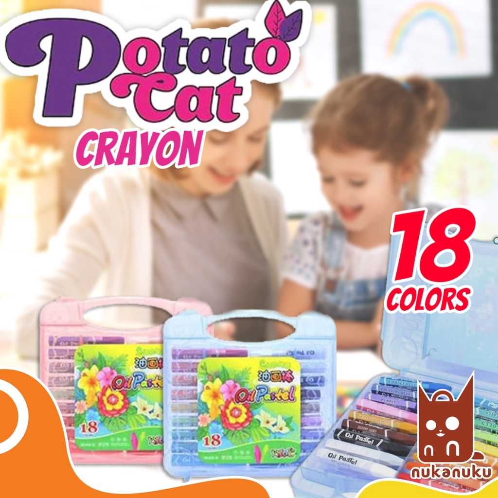 

Krayon / Crayon / Oil Pastel / Alat Rulis / Alat Menggambar / Alat Mewarnai Potato Cat Crayon 18 Warna