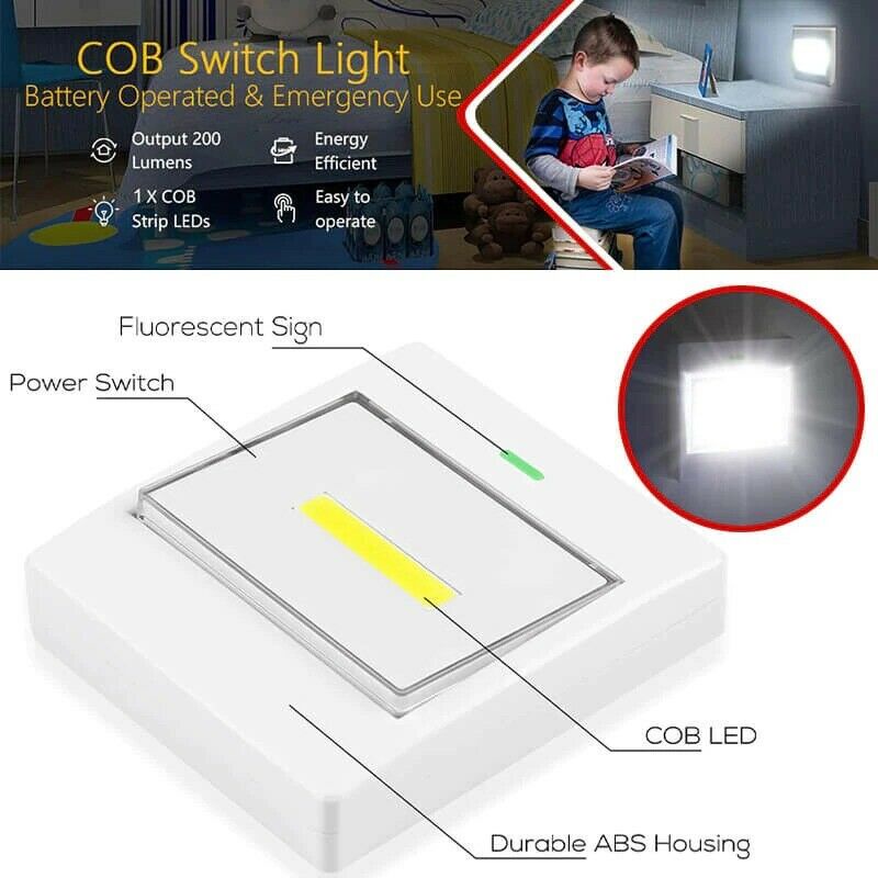 Lampu Malam Led COB Bentuk Kotak Tenaga Baterai Power Bank Portable Untuk Lemari Pakaian / Kamar Tidur