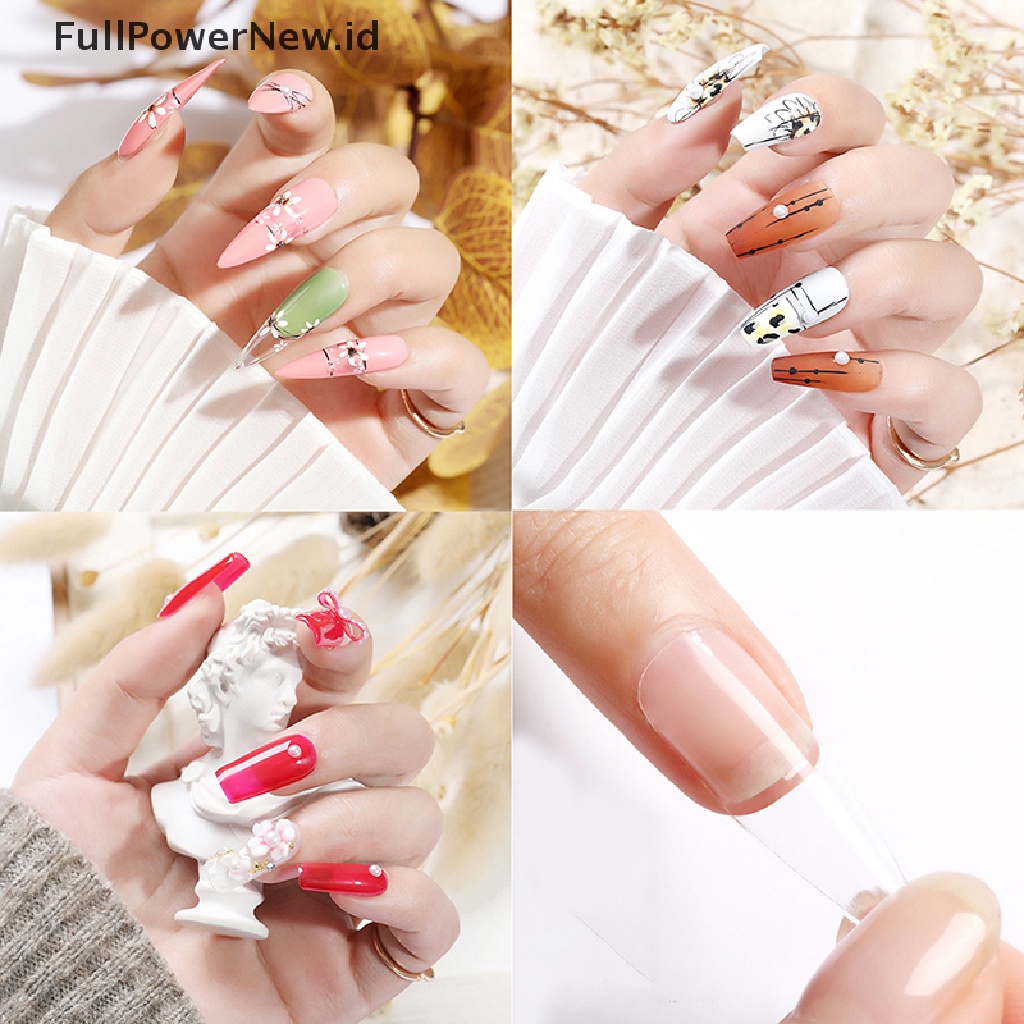 (Full) 1 Kotak Kuku Palsu Transparan Untuk Nail Art / Manicure