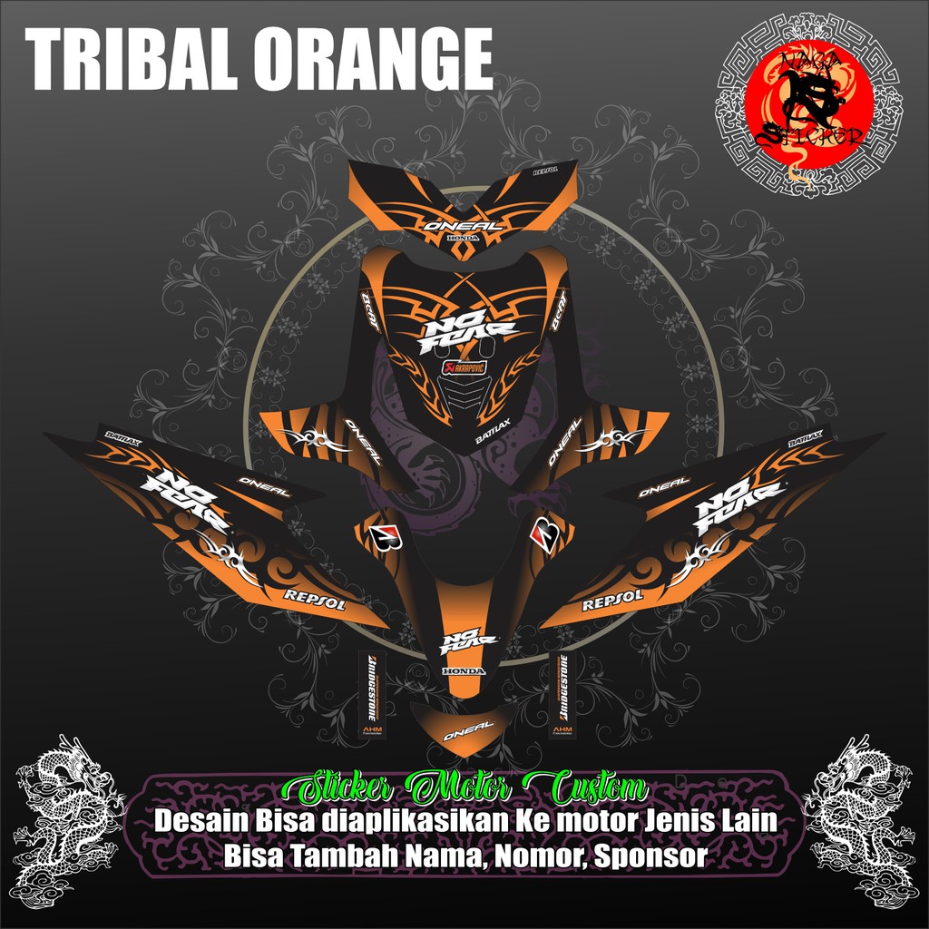 DECAL STICKER HONDA BEAT KARBU TRIBAL ORANGE
