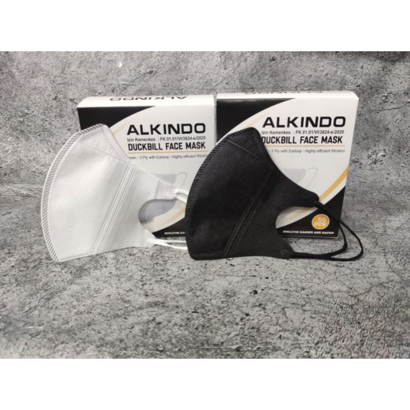 READY STOK MASKER ISI 50 LBR DUCKBILL ALKINDO MOTIF BARU. DUCKBILL ALKINDO GARIS PUTIH, GARIS HITAM