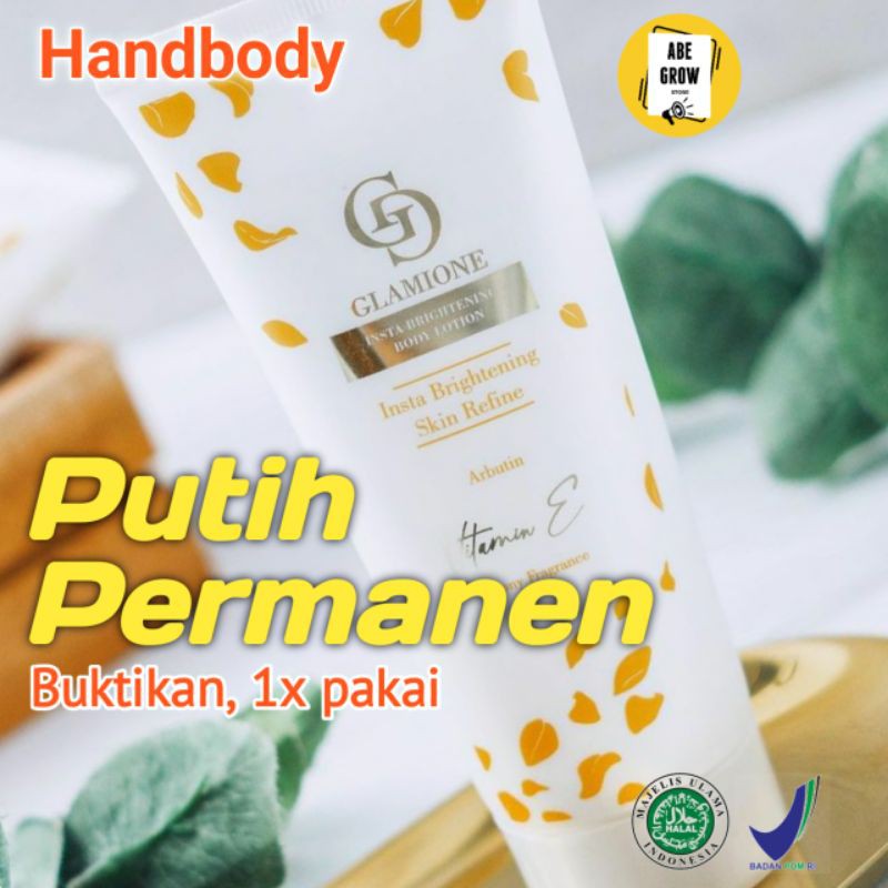 Hand Body Lotion HB Whitening BPOM Glamione Bodycare Glowing Pemutih Badan Permanen Instan