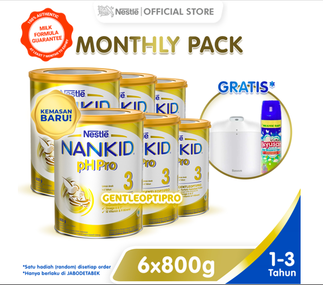 Monthly Pack Nestle Nan Ph Pro Optipro Susu Pertumbuhan 1 3 Tahun 800g 6pcs Free Air Humidifier Shopee Indonesia