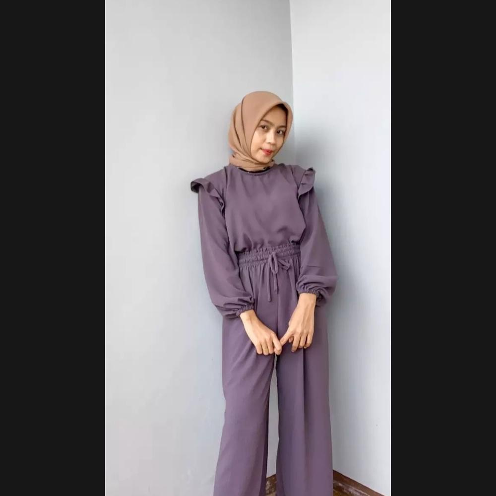 One Set Crinkle | Stelan Ruby | Ruby Set Rayon Crinkle | Setelan Kulot Crinkel | One Set Crinkle Saq