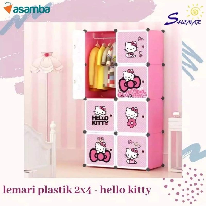 Lemari Pakaian Portable 8 Pintu Hello Kitty (2x4) Shenar Rak Lemari Plastik 8 Kolom