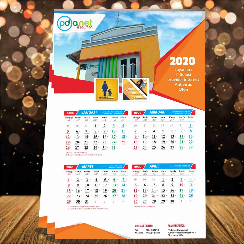  Kalender  Dinding  3 Bulanan 4 lbr 2022 Custom Foto minim 