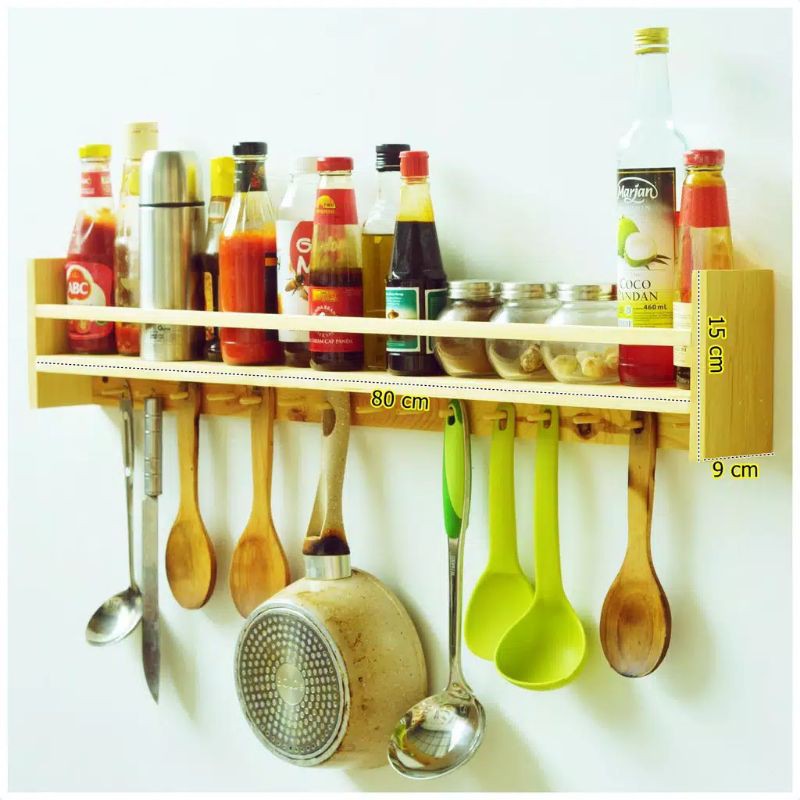 rak bumbu dapur kayu jati belanda