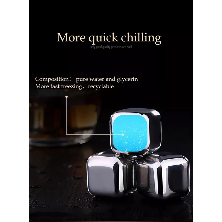 SSGP Stainless Steel Reusable Ice Cube Set - Es Batu Unik Elegan Lengkap Dengan Capitan Es Batu