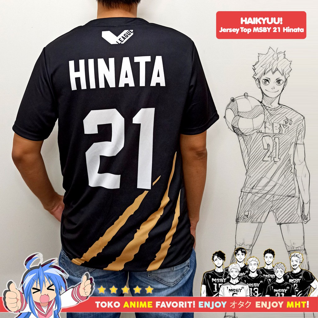 Kostum Anime Cosplay Haikyuu Kaos Atasan Jersey MSBY Black Jackals No. 21 Hinata Shoyo