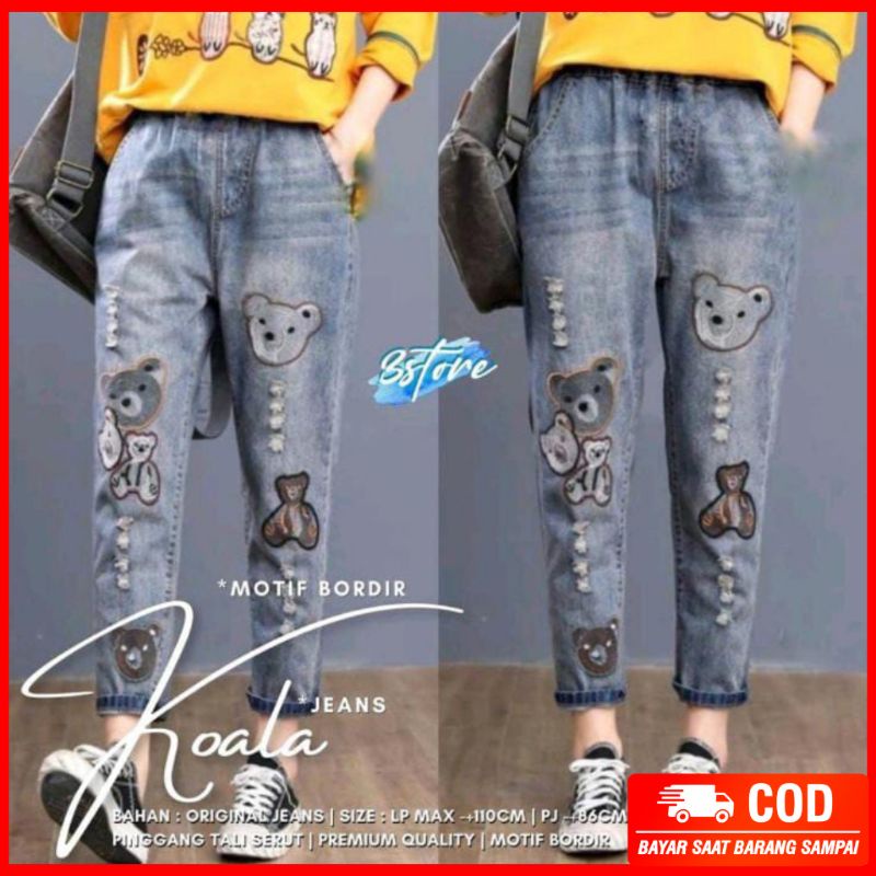 Koala Baggy Jeans Wanita Fit to L - XL Best Seller