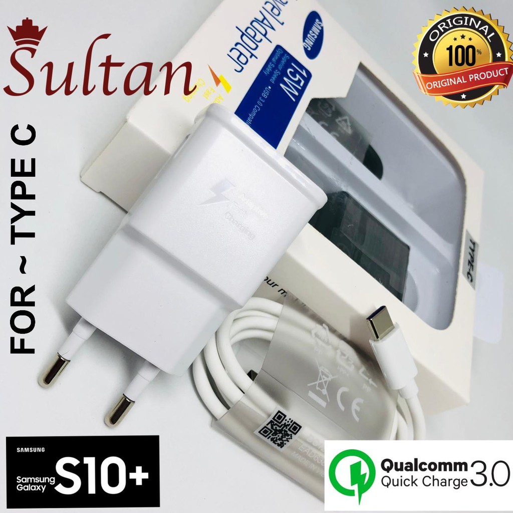 TRAVEL CHARGER samsung s10+ CASAN SAMSUNG S10 PLUS TYPE C &amp; MICRO fastcharge QC 3.0 original