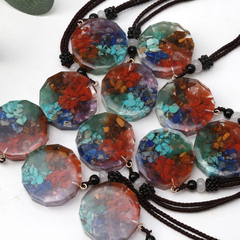 Moonlight&quot; Orgonite Energy Pendant 7 Chakras Reiki Healing EMF Protection Pendant Necklace