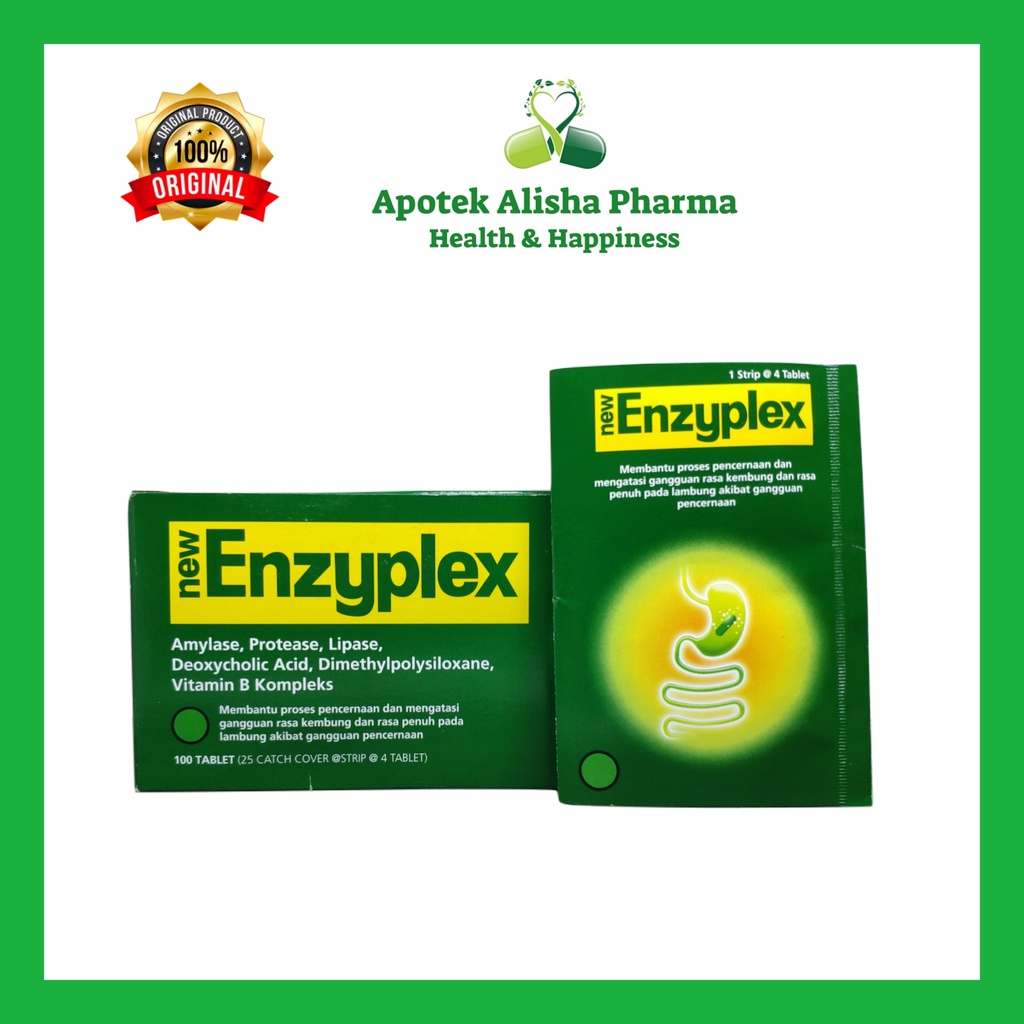 New Enzyplex Tablet (Strip 4kaplet) - Enzyplex Tablet Enzym Pencernaan/Kembung/Sendawa/Susah Kentut