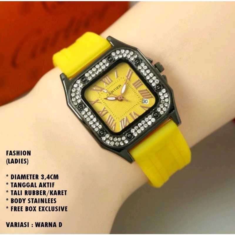 Jam Tangan Fashion Cartier Wanita Analog Rubber Terlaris