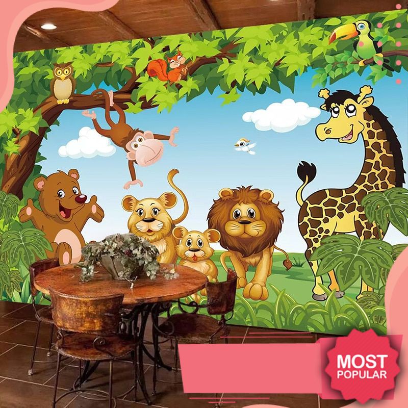 Terlaris Kustom 3d Foto Wallpaper Lukisan Dinding Kartun Hewan Hutan Pohon Kamar Anak Dekorasi Shopee Indonesia