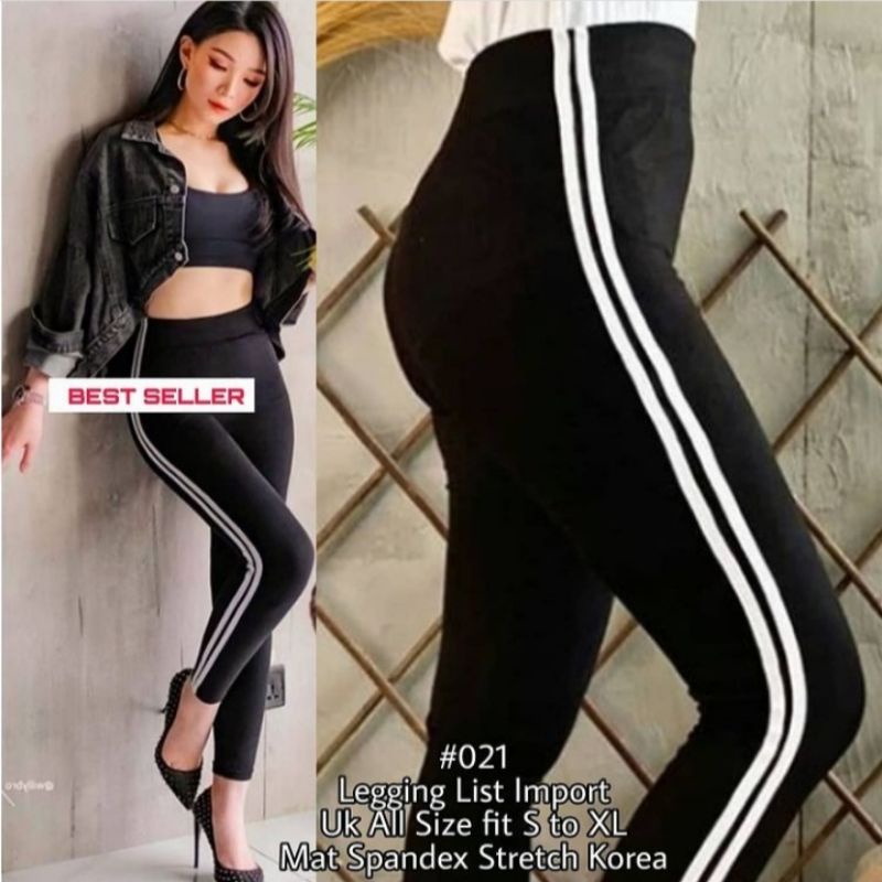 Legging Highwaist List Putih Premium Tebal,Melar Fit S-XXL Jumbo
