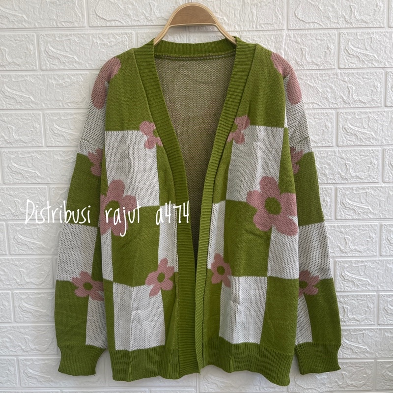 RALINE AERA  FLOWERS OUTER RAJUT OVERSIZE WANITA