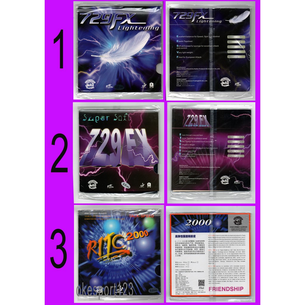 KARET BAD PINGPONG ORI FRIENDSHIP 729FX Lightening, 729FX Super Soft, RITC 2000 – Karet Pemukul Teni