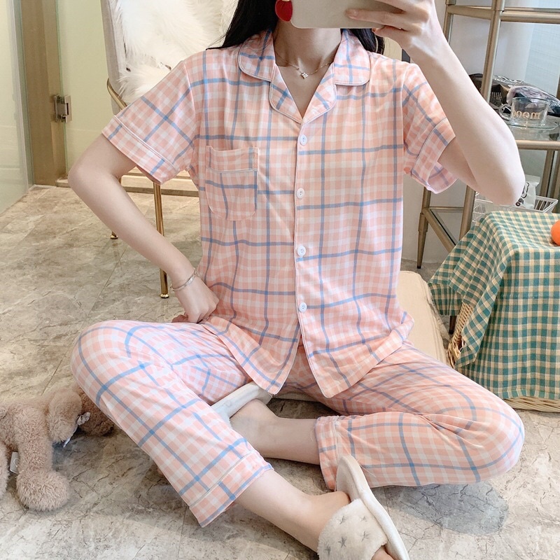 KZ_Stelan piyama cp kerah import / Set baju tidur cp krah wanita terbaru / piyama cp import Korean style