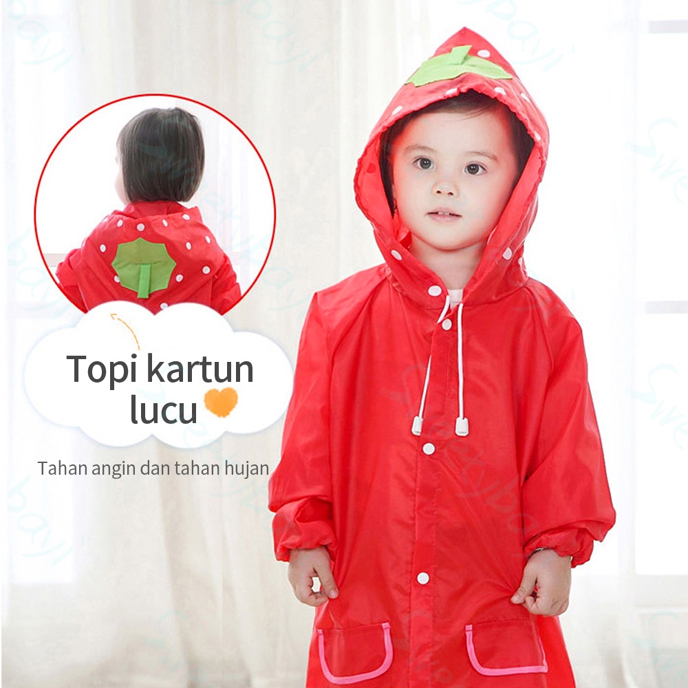 Sweetybayi Coloful jas hujan anak degan topi bentuk hewan raincoat anak