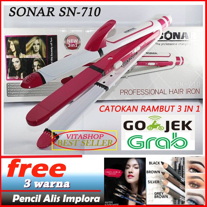 sonar sn-710 FREE 3pc PENSIL ALIS catokan pelurus rambut 3in1