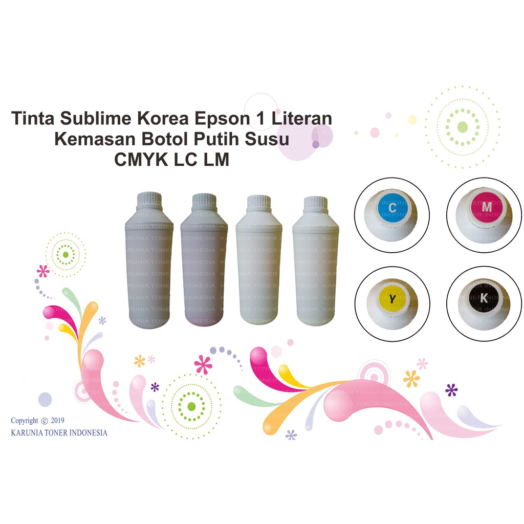 Tinta Sublime Korea Epson 1 Literan Kemasan Botol Putih Susu CMYK LCLM