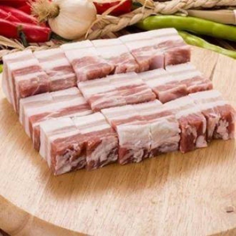 daging babi samcan potong dadu pork belly cube 500gr