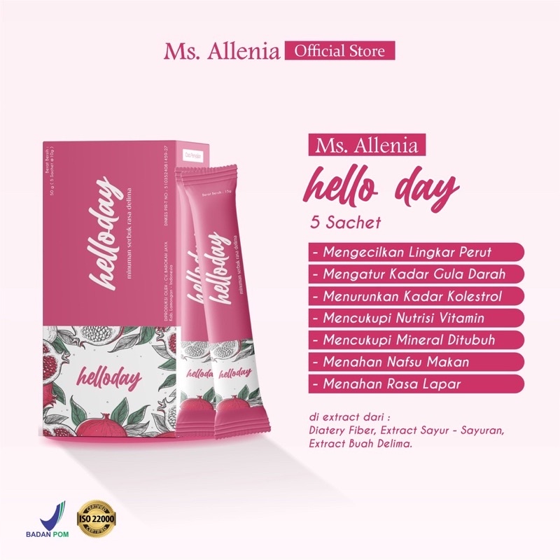 

MS ALLENIA HELLO DAY-Fiber drink minuman pelangsing diet (original, BPOM)