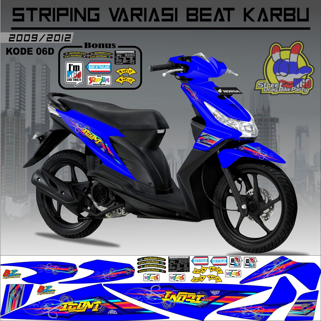 Striping Beat Karbu Stiker Beat Karbu kode 06