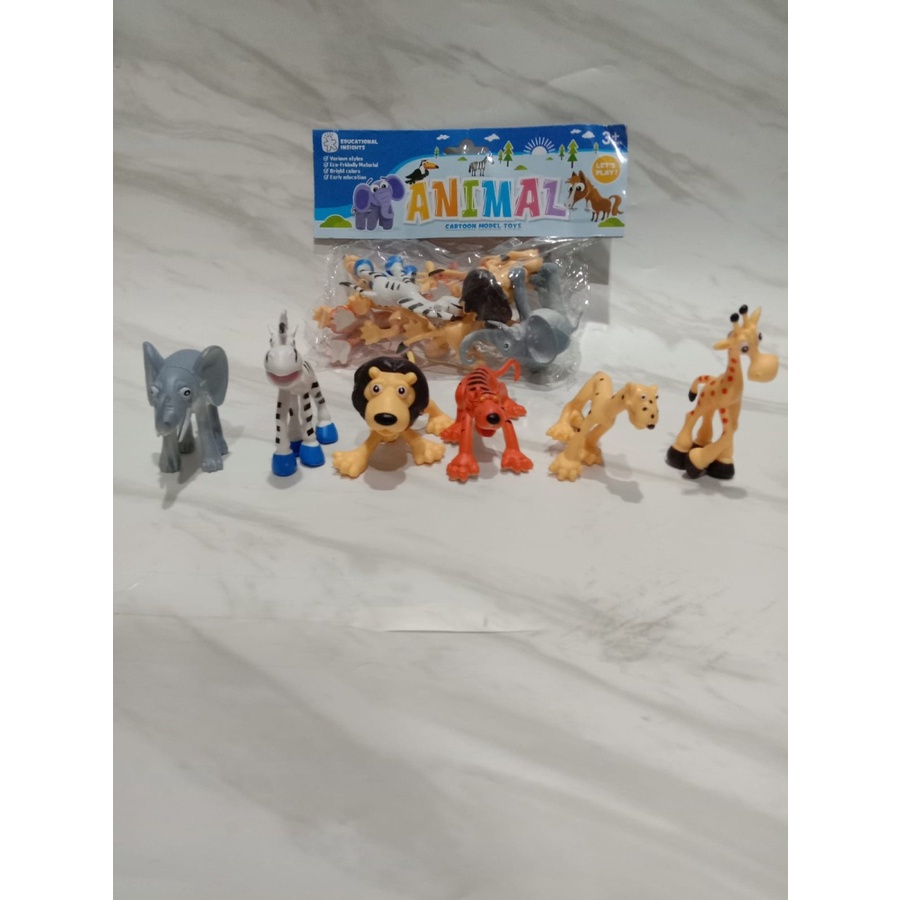 Mainan Miniatur Animal Cartoon Toy Set / Set Figure Kartoon Binatang