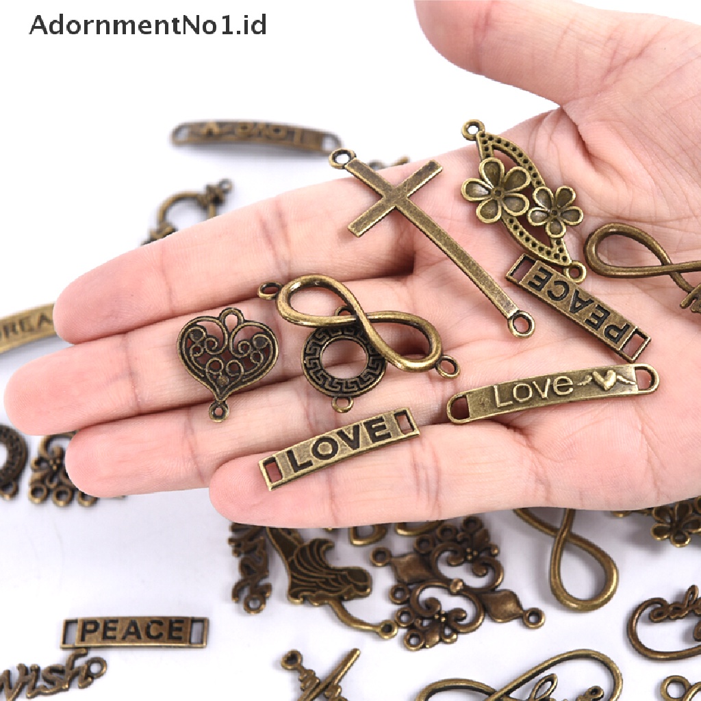 (AdornmentNo1) 50 Pcs Liontin Kalung / Gelang Desain Salib / Infinity Antik DIY