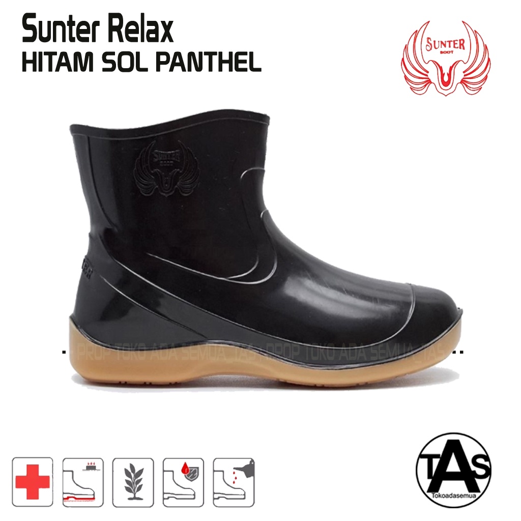 Sepatu Boot Karet Pendek Sunter Hitam SERIES / HITAM Sol Merah / HITAM SOL PANTHEL / Sepatu Boots Karet termurah / Sepatu Boots Karet Terlaris