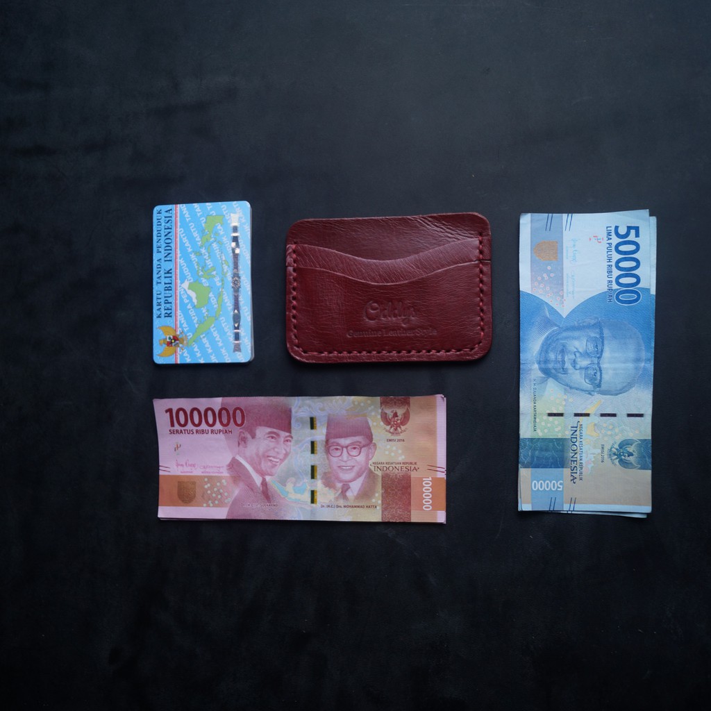 CANYON Leather Card Holder in Maroon - Dompet Kartu Kulit Asli