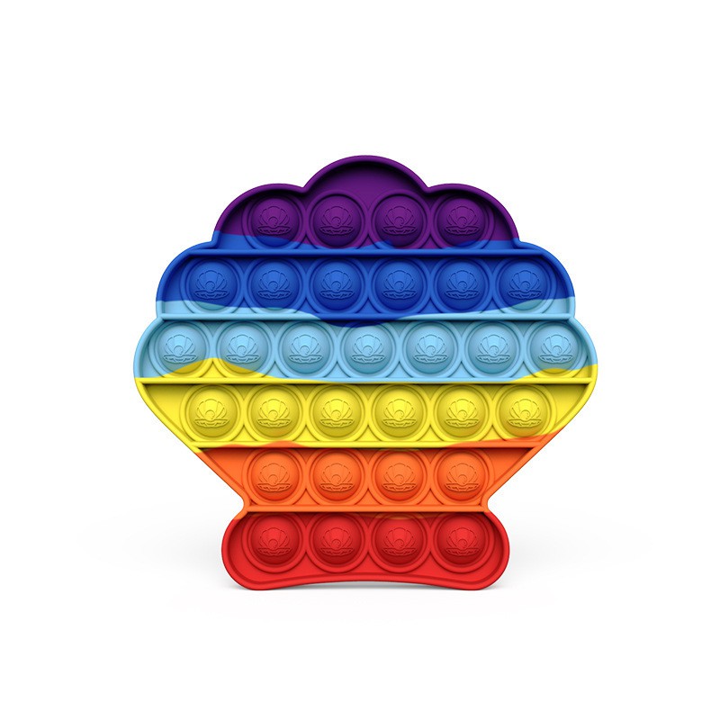 [LOGU] Pop it fidget, Mainan go bang fox mind, Mainan anti stress pop pelangi warna warni-Kerang pelangi