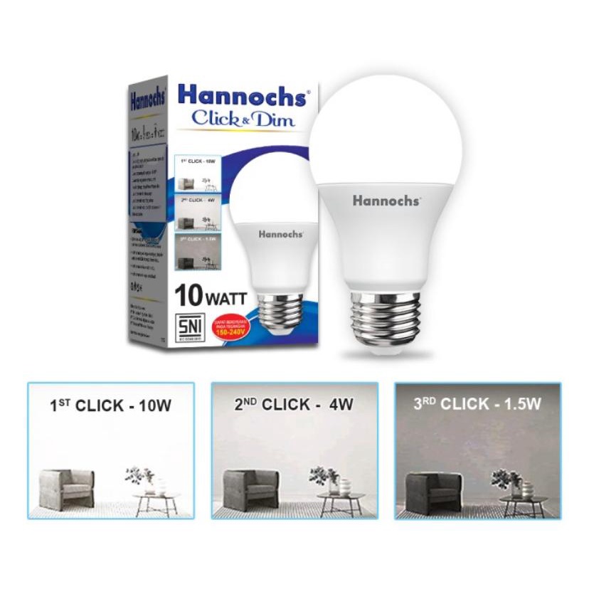 Lampu LED Hannochs Click n Dim / Bohlam LED tdk perlu dimmer