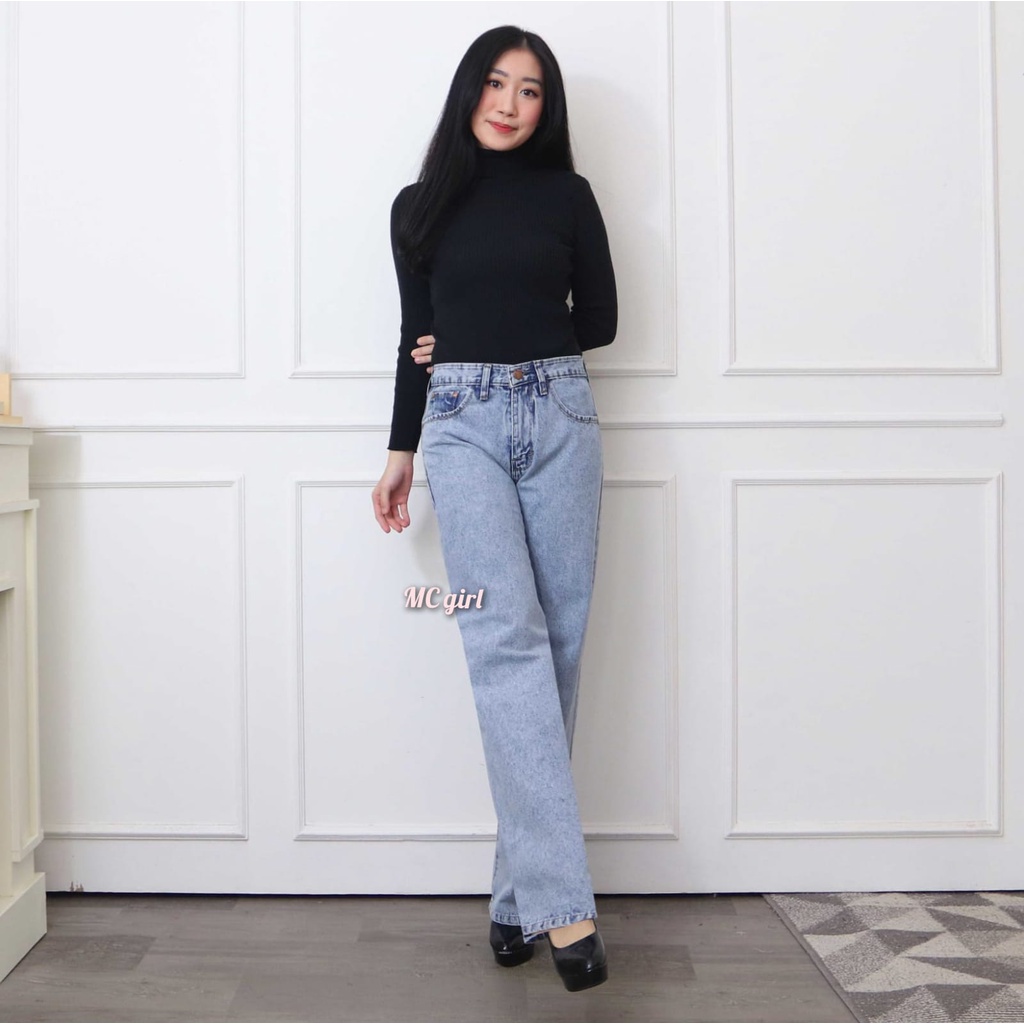 MC girl - Kulot Panjang Jeans Wanita / Celana Jeans Kulot Boyfriend / Kaki Lebar