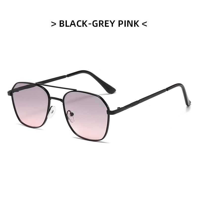 Kacamata Hitam Aviator Bingkai Ganda Bahan Logam Gaya Retro Untuk Unisex