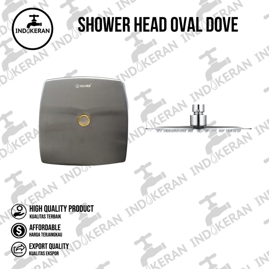 INDOKERAN - Wall Shower Head Oval Dove - 8 Inch