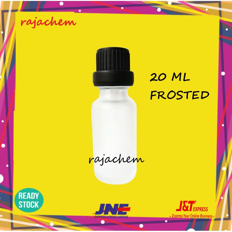 Botol Kaca Frosted 20 ML Essential Oil Dropper Ring Hitam Segel