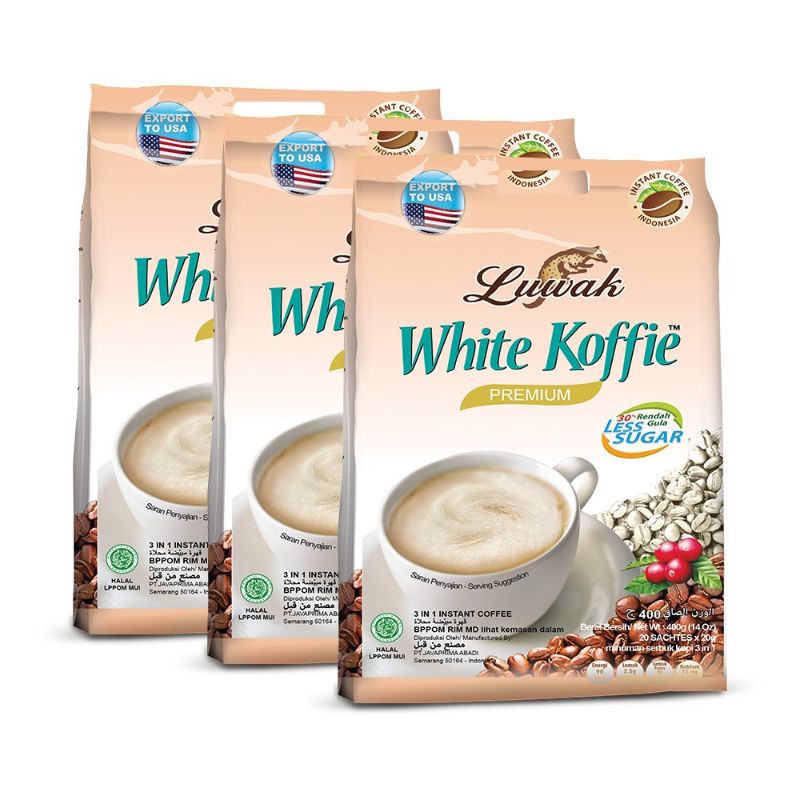 Luwak White coffe bag less sugar 20x20 gram