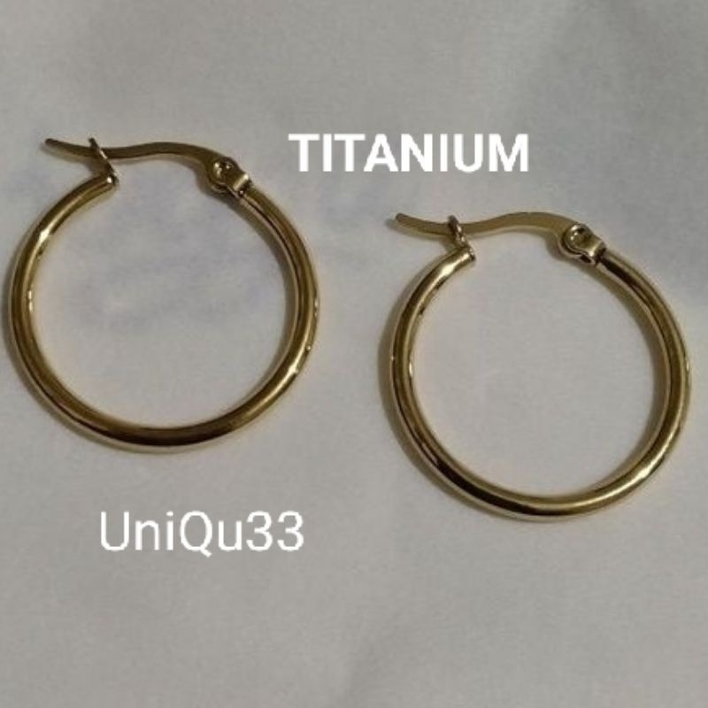 Anting titanium bulat besar model Hoop/ Punk 1. 2.3.4.5.6.7 cm Asli-3