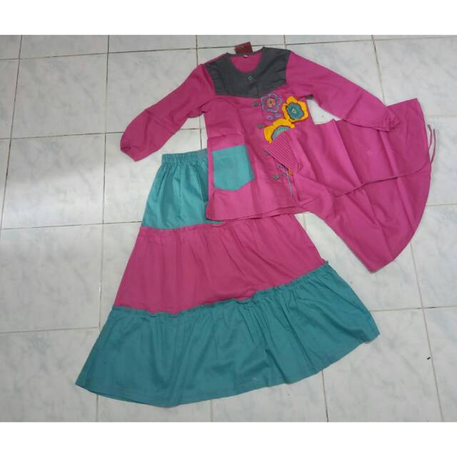 Baju Muslim Anak Dannis model setelan Rok size 7#Diskon Gedee